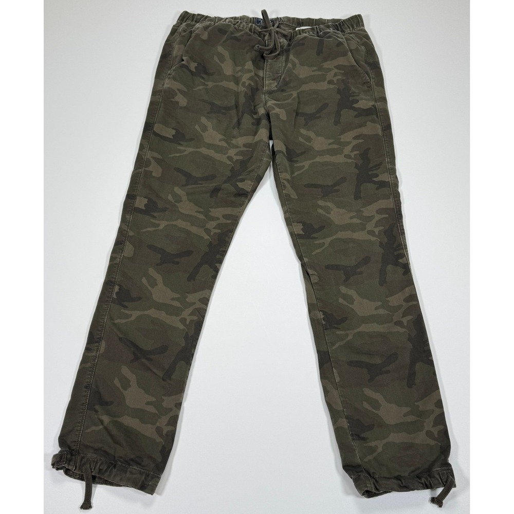 Vintage Abercrombie & Fitch Jogger Pants Mens XL Camo Drawstring Button Fly